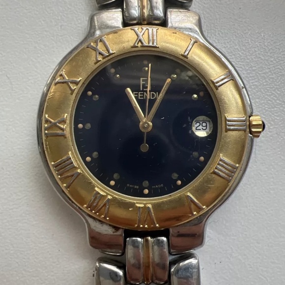 Vintage Genuine FENDI Orologi 900 G Quartz Mens Watch Two Tone SWISS - Engraved - Picture 1 of 5